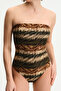 Cesira Strapless Zebra Patterned Glitter Swimsuit - 3