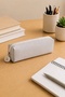 Pen Holder Beige Single Pocket Crinkle Waterproof Crinkle Fabric Single Compartment Pen Case