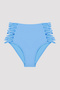 Blue Basic High Waist Bikini Bottom with Rope Detail on the Sides - 4