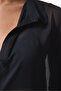 Black Iyos Chiffon Long Sleeve Maxi Shirt - 4