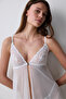 Off-White Front Opening Floral Accessory Babydoll Without Underwire - 3