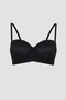 Black Gathering Underwire Strapless Lotus Bra Without Padding - 6