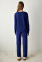 Winter Day Navy Blue Sweatshirt Pajama Top - 5