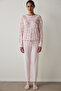 Light Pink Ellie Thermal Effect Sweatshirt Pajama Top - 2