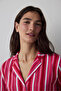 Fuchsia Bloom Stripes Shirt Pants Pajama Set - 3