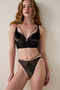 Black Brode Embroidered Tulle Capless Crop Bustier - 2