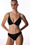 Black Satin Stone Decolte Bra - 4