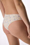 Beige Patterned Laser Cut Brazilian Panties - 2