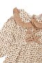Baby Girl Ecru Orange Quilted Vest, Floral Patterned Collared Luxury 3-Piece Dress Set - 6