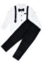 Boy's Navy Blue Bow Tie and White Shirt Set - 2