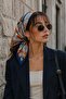 Chain Pattern Cobalt Blue-Orange Soft Bandana Scarf 50X50 cm