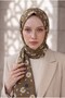 Crepe Daisy Patterned Mink Color 75X195 Non-Fading Shawl