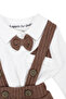 Baby Boy Ecru Brown Bow Tie and Hat Corded Fabric Salopet Set - 3