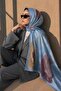 Watercolor Flower Pattern Blue Soft Cotton Shawl - 3