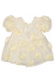 Girl's Yellow Rose Motif Dress with Bow on the Back - 2