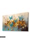 Blue Butterflies Gold Background Detailed One Piece Canvas - Canvas Painting - 2