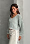 Women's Striped Metal Button Balloon Sleeve Seasonal Cardigan Mint - 3