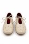Lotus Women's Shiny Beige Patent Leather Staple Detailed Bow Lace-Up Casual Flat Ballerinas - 4