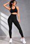 Women's Black High Waist Corset Leggings with Hooks, Push up Fitness Leggings - 4