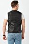 Biker Style Genuine Leather Vest Black - 4