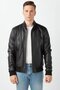 Genuine Leather College Style Black Leather Coat - 2