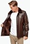 Genuine Leather Blackened Men's Coat with Fur Inside Chestnut - 4