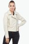 Nera Genuine Lambskin Biker Women's Coat Beige - 6