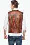 Genuine Lambskin Men's Vest with Points, Tan - 5