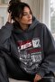 Anthracite Printed Oversized Hooded Women's Sweatshirt Mg1581