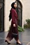 Mixed Pattern Elastic Waist Asymmetrical Cut Lined Tulle Skirt -Burgundy - 5