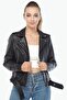 Belted Biker Black Women's Leather Jacket - 4