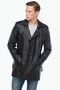 Genuine Lambskin Double-Breasted Men's Trench Coat Black - 5