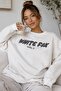 Ecru Crew Neck Printed Sweatshirt Mg1904