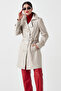 Juliet Genuine Lambskin Belted Women's Trench Coat Beige - 6