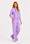 Women's Cotton High Collar Hooded Zippered Tracksuit Set Lilac-107 - 4