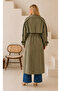 Women's Plus Size Double Breasted Collar Bondit Fabric Waterproof Lined Oversize Trench Coat Jacket 29010 - 5