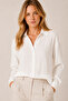 Women's White Textured Fabric Button-Front Lightweight Sheer -CHIC-