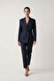 Navy Blue Double-Breasted Jacket with Button and Pocket Detail - 3