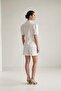 Ecru 100% Linen Collar and Sleeve Detailed Buttoned Short Sleeve Jacket - 4