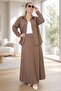 Button-Front Long Sleeve Shirt with Elastic Waist Pocket Pocketed Sh Skirt Modal Modal Sh Double Suit - 6