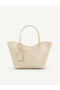 Cream Shk284 Large Volume, Zippered, Oversized, Shopper Shoulder Bag