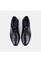 Men's Black Laced Textured Leather Classic Shoes - 6