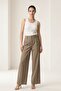 Dark Beige Pleated Detailed Relaxed Fit Trousers