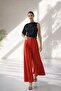 Red Pleated Detailed Relaxed Fit Belted Trousers - 2