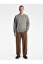 Long Sleeve Three-Thread Washed Comfortable Fit Cotton Crew Neck Sweatshirt