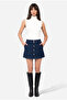 Women's Indigo Front Buttoned Jean Skirt