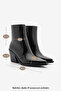 Women's Zippered Thick Heeled Pointed Toe Daily Boots Rigena Black - 8