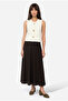 Women's Brown A-Form Midi Skirt