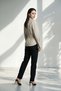 Beige 100% Cotton Long Sleeve Wide Cut Shirt with Waist Detail and Asymmetrical Closure - 4