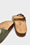 Lee Large Buckle Anatomical Cork Sole Leather Slippers - 3